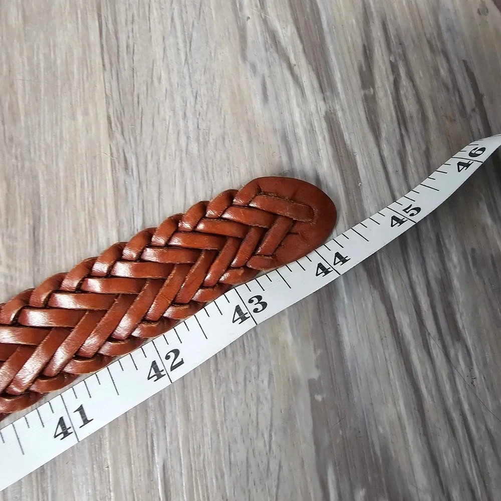 Men's Full Grain Cowhide Braided Leather Belt 38 Brown Argentina Classic Rugged